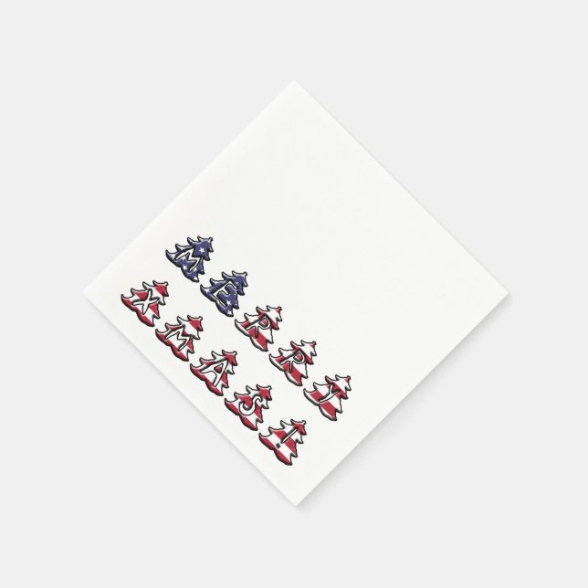 Serviette En Papier Arbres de Noël patriotiques Joyeux XMAS (Coin)