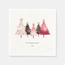 Arbres de Noël Rose Aquarelle Fêtes de Noël