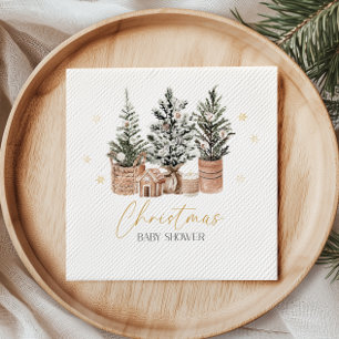 Serviette En Papier Arbres de Noël Rustiques d'Hiver Baby Shower