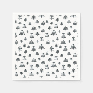 Serviette En Papier Arbres de Noël scandinaves noirs et blancs moderne