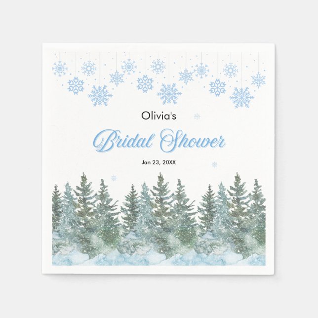 Serviette En Papier Arbres de pin d'hiver Shower de mariage  (Devant)