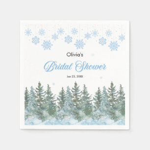 Serviette En Papier Arbres de pin hivernaux Flocons de neige Shower de
