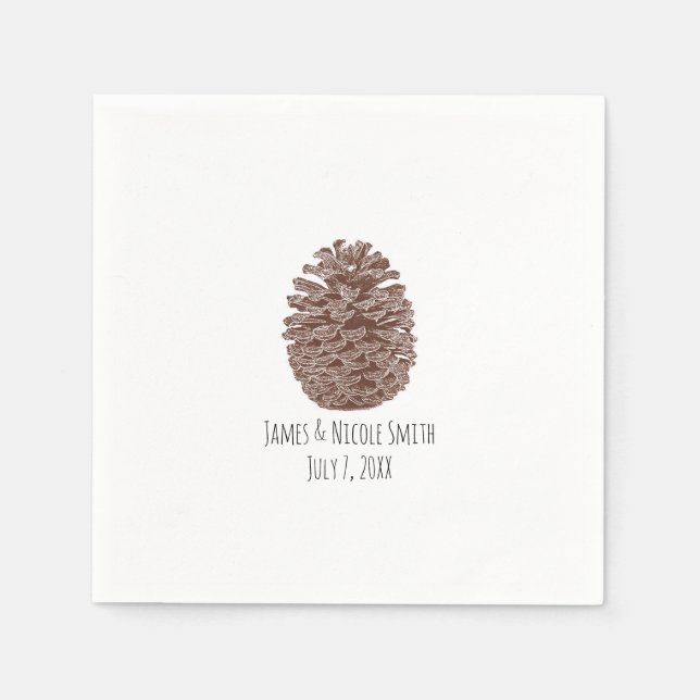 Serviette En Papier Arbres de pin rustiques mariage simple à la campag (Devant)
