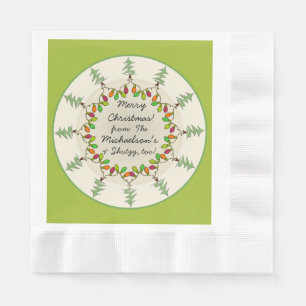 Serviette En Papier Arbres et lumières de Noël (Plaque cadeau personna