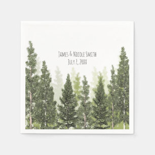 Serviette En Papier Arbres Pins Rustiques Mariage Simple Campagne