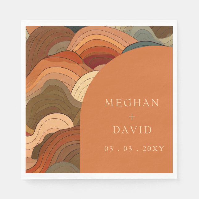 Serviette En Papier Arc à vague Abstrait rétro Terrain en terre cuite  (Devant)