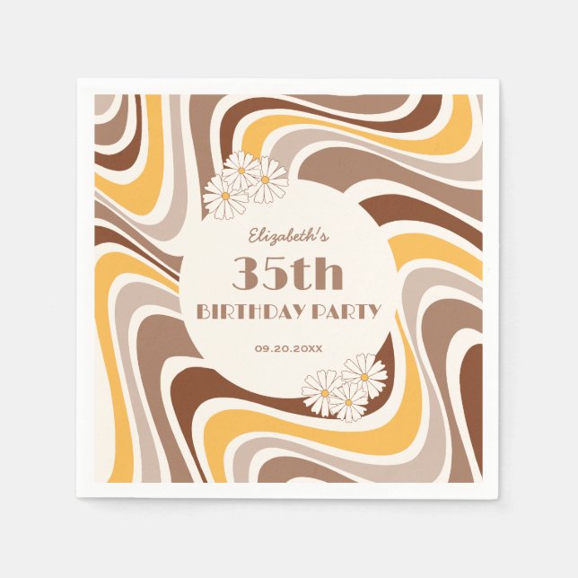 Serviette En Papier Arc de fleurs artistiques de la vague rétro Brown  (Devant)