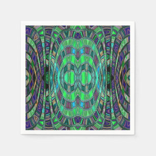 Serviette En Papier Arc d'infini - Vert acide et Bleu profond