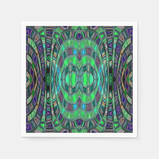 Serviette En Papier Arc d'infini - Vert acide et Bleu profond (Devant)