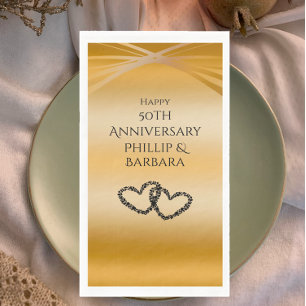 Serviette En Papier Arc élégant personnalisé Golden 50e anniversaire