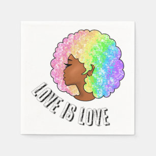 Serviette En Papier arc-en-ciel afro LGBTQ l'amour est l'amour fierté