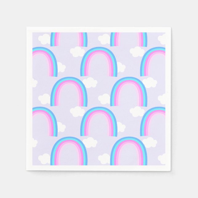 Serviette En Papier Arc-en-ciel avec nuage lilas (Devant)