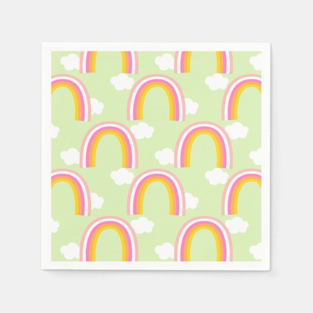 Serviette En Papier Arc-en-ciel avec nuage vert clair (Devant)