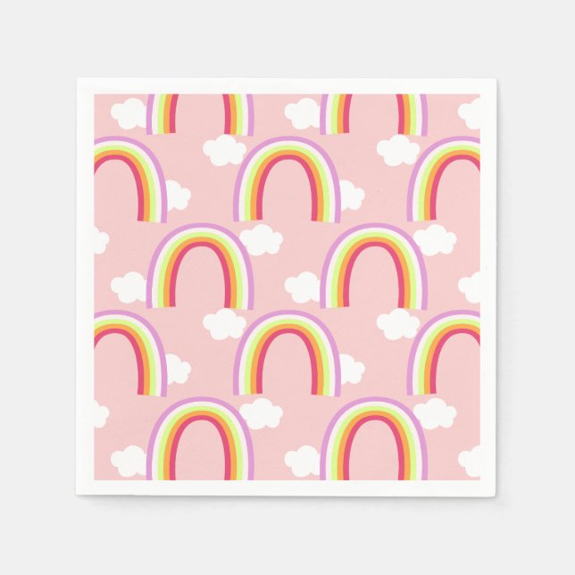Serviette En Papier Arc-en-ciel avec rose nuage (Devant)