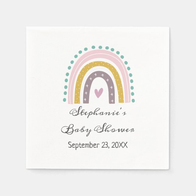 Serviette En Papier Arc-en-ciel, Bohème, Rose, Sarcelle, Cœurs, Baby S (Devant)