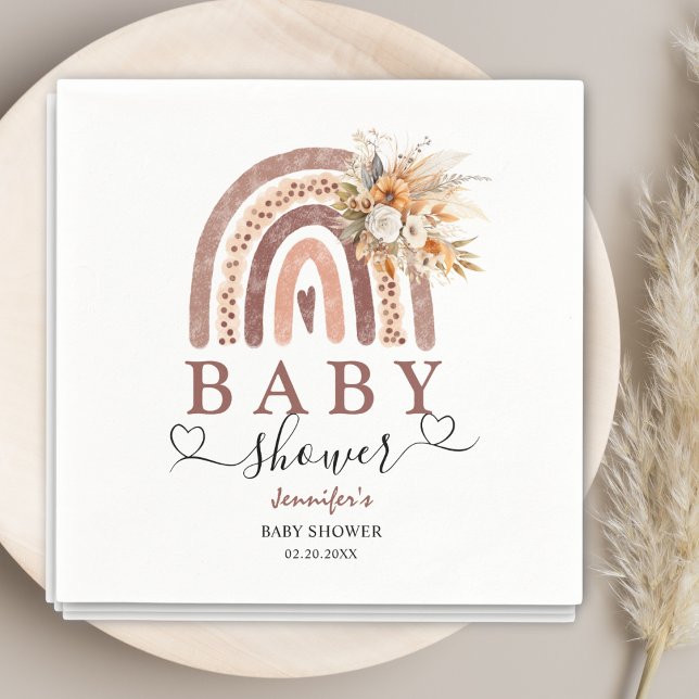 Serviette En Papier Arc-en-ciel Boho | Baby shower neutre de genre Nap (Créateur téléchargé)