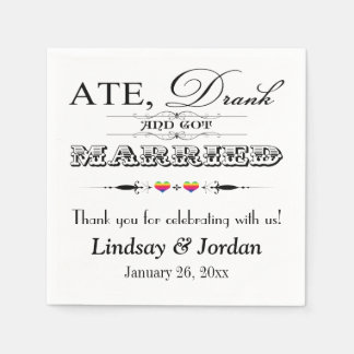 Serviette En Papier Arc-en-ciel Coeurs et rouleaux Mariage serviettes