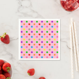 Serviette En Papier Arc-en-ciel Coloré Points Pink 