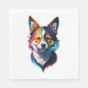 Serviette En Papier arc-en-ciel coloré réaliste corgi conception de ch