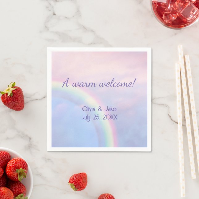 Serviette En Papier Arc en ciel d'espoir - pastel, mariage (En situation)
