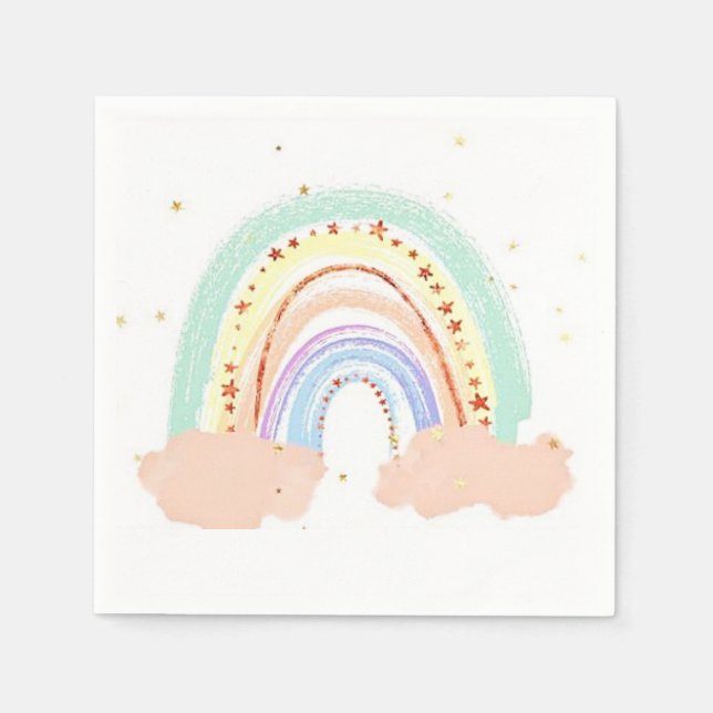 Serviette En Papier Arc-en-ciel et étoiles (Devant)