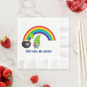 Serviette En Papier Arc-en-ciel Gnome Pot d'Or St Patricks Day Pièce