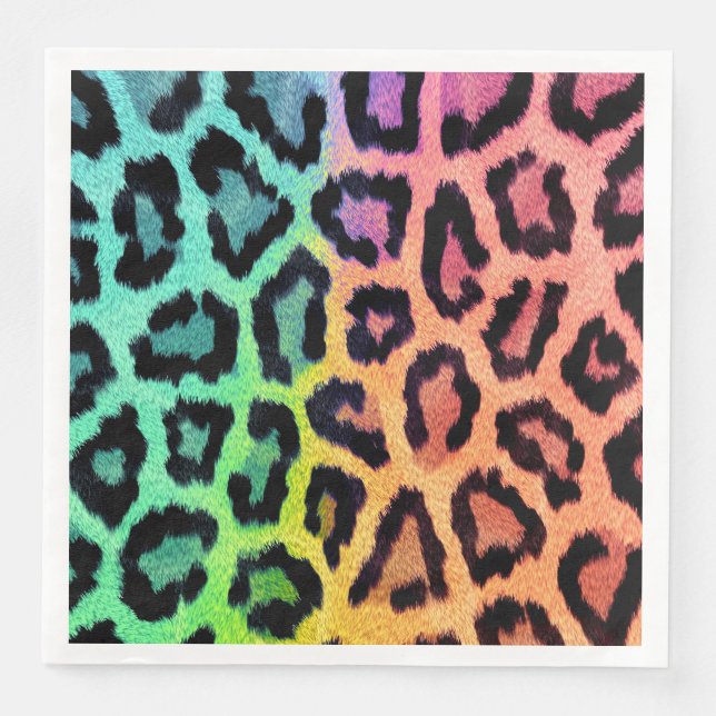 Serviette En Papier arc-en-ciel léopard fond (Devant)
