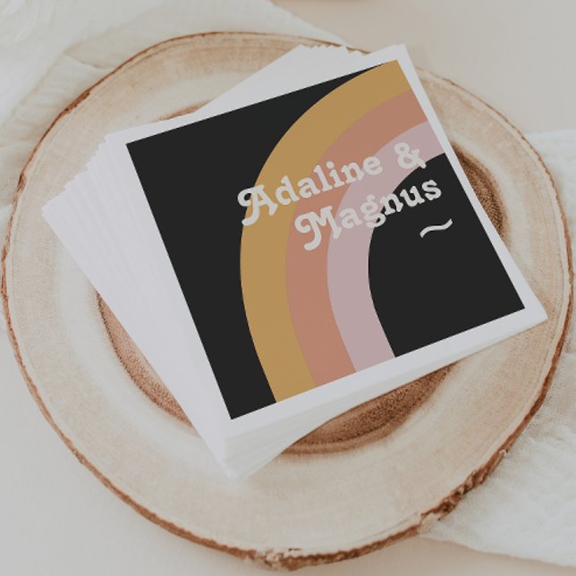 Serviette En Papier Arc-en-ciel moderne rétro 70's | Serviettes Mariag (Créateur téléchargé)