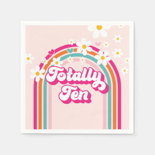 Serviette En Papier Arc-en-ciel Rétro Dix ans Anniversaire