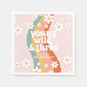 Serviette En Papier Arc-en-ciel Rétro Young Wild Trois Marguerite
