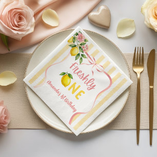 Serviette En Papier Arc-en-ciel Rose Jaune Citron Frais Premier Annive