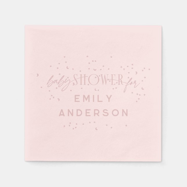 Serviette En Papier Arc en ciel rose moderne et étoiles Baby shower ro (Devant)