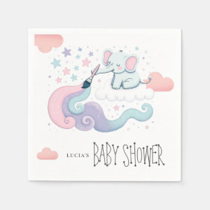 Serviette En Papier Arc-en couleur sur le nuage 9 Baby shower éléphant