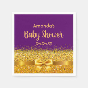 Serviette En Papier arc en or violet baby shower