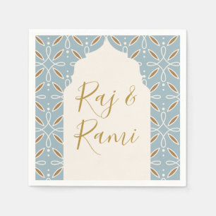 Serviette En Papier Arc floral bleu poussiéreux mariage indien