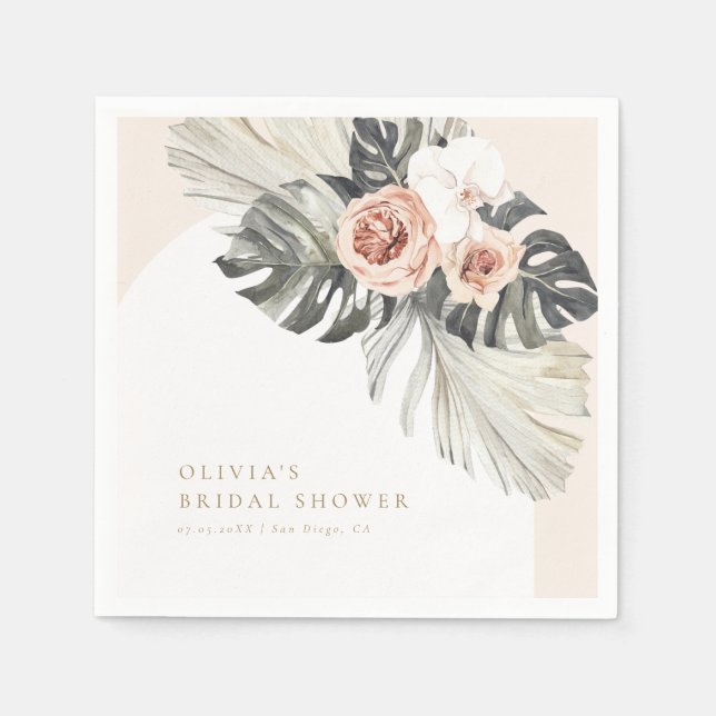 Serviette En Papier Arc Floral Bohème Poussiéreux (Devant)