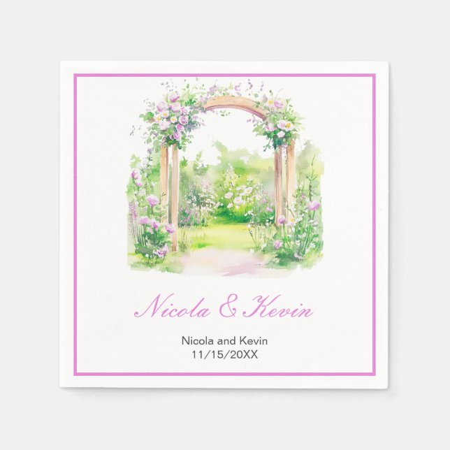 Serviette En Papier Arc Mariage floral de printemps (Devant)