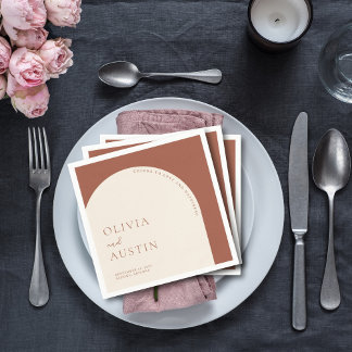 Serviette En Papier Arc minimaliste en terre cuite à la joie Mariage d