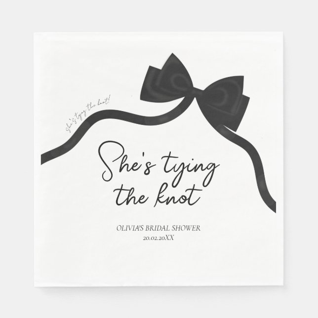 Serviette En Papier Arc noir elle attache la douche nuptiale du noeud (Devant)