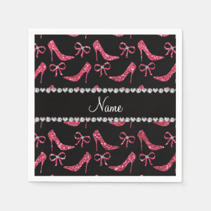 Serviette En Papier Arc rose fuchsia nommé fait sur commande de talon