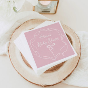 Serviette En Papier Arc rose ondulé cadre moderne fille baby shower