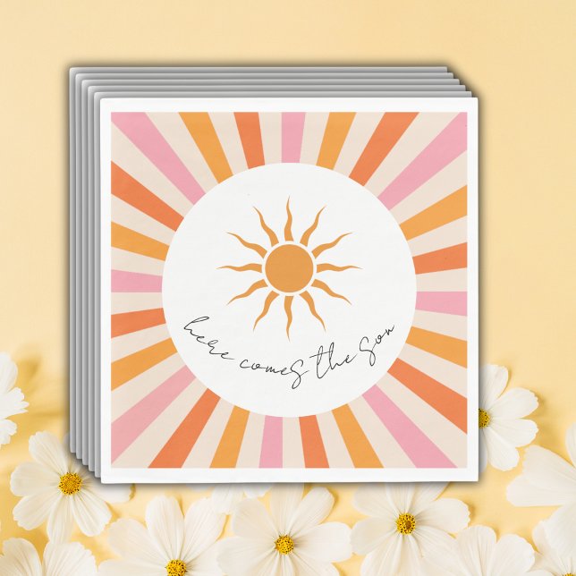 Serviette En Papier Arch Retro Voici Le Baby shower Fils (Créateur téléchargé)