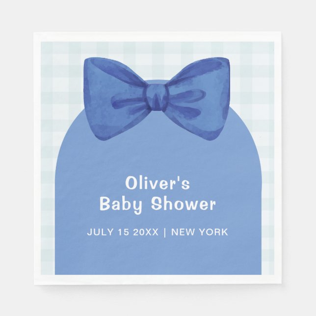 Serviette En Papier Arche Bleue En vichy Baby shower Bow Bow Plaid (Devant)