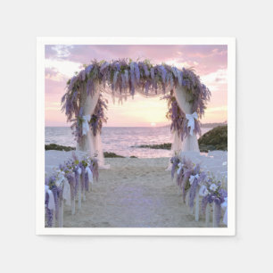 Serviette En Papier Arche de mariage en glycine sur la plage