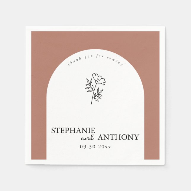 Serviette En Papier Arche de mariage en terre cuite et fleurs sauvages (Devant)