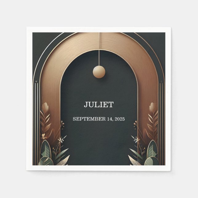 Serviette En Papier Arche de Mariage Ferme de Grange Rustique en Bois  (Devant)