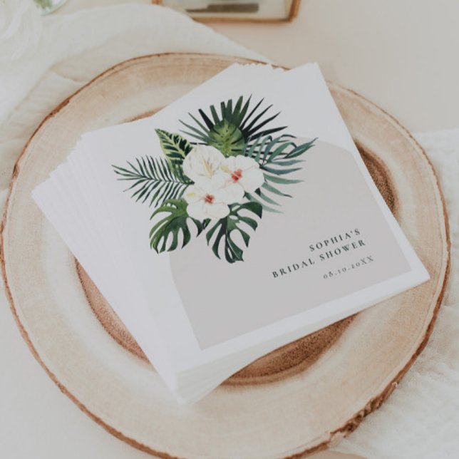 Serviette En Papier Arche florale blanche tropicale (Créateur téléchargé)