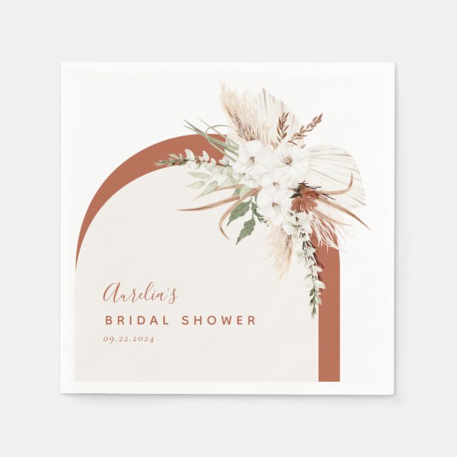 Serviette En Papier Arche florale en terre cuite Boho  (Devant)