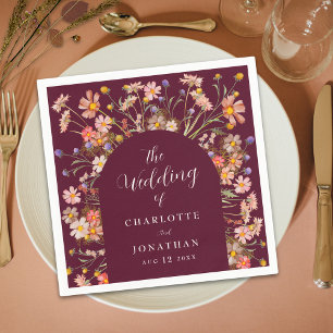 Serviette En Papier Arche Florale Rustique Bohème d'Automne Mariage Bo