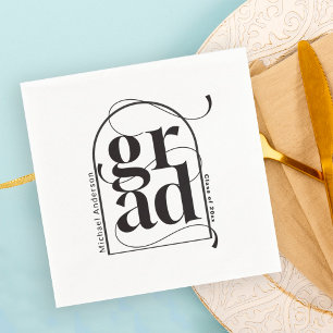 Serviette En Papier Arche noire minimaliste moderne Gras Graduation